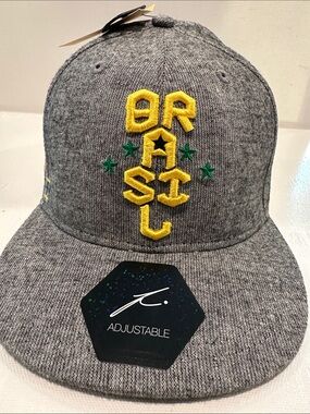 NWT CBF Brasil Soccer Cap with adjustable Back. Gray, Green and Yellow.